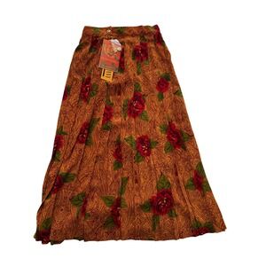 SK & Company Skirt Womens‎ 6 Gold Floral Paisley Autumn Transparencies Maxi
